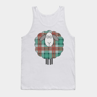 Scottish Christmas Tartan Patterned Sheep Tank Top